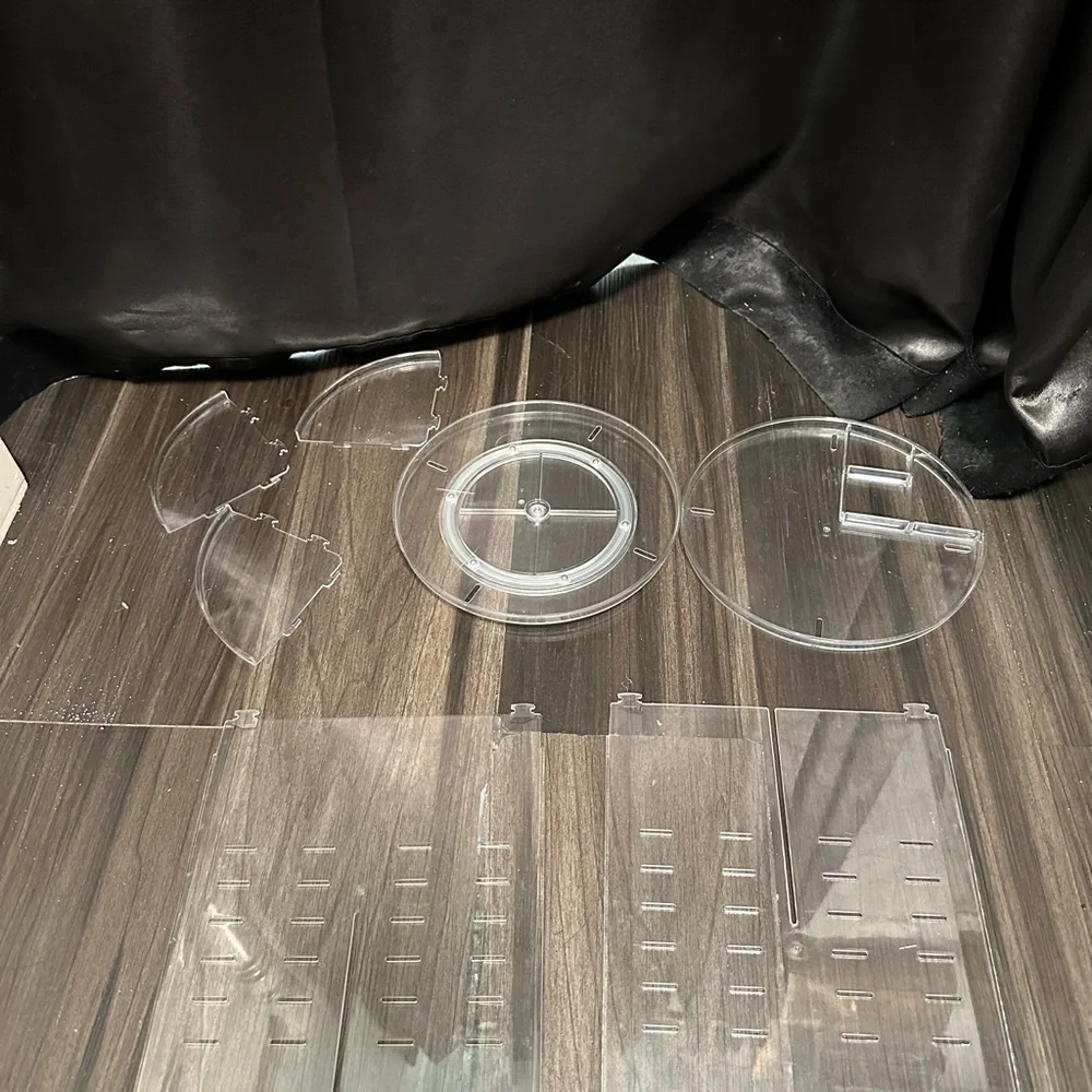 Clear Makeup Organizer with Rotating Base and Multiple Compartments